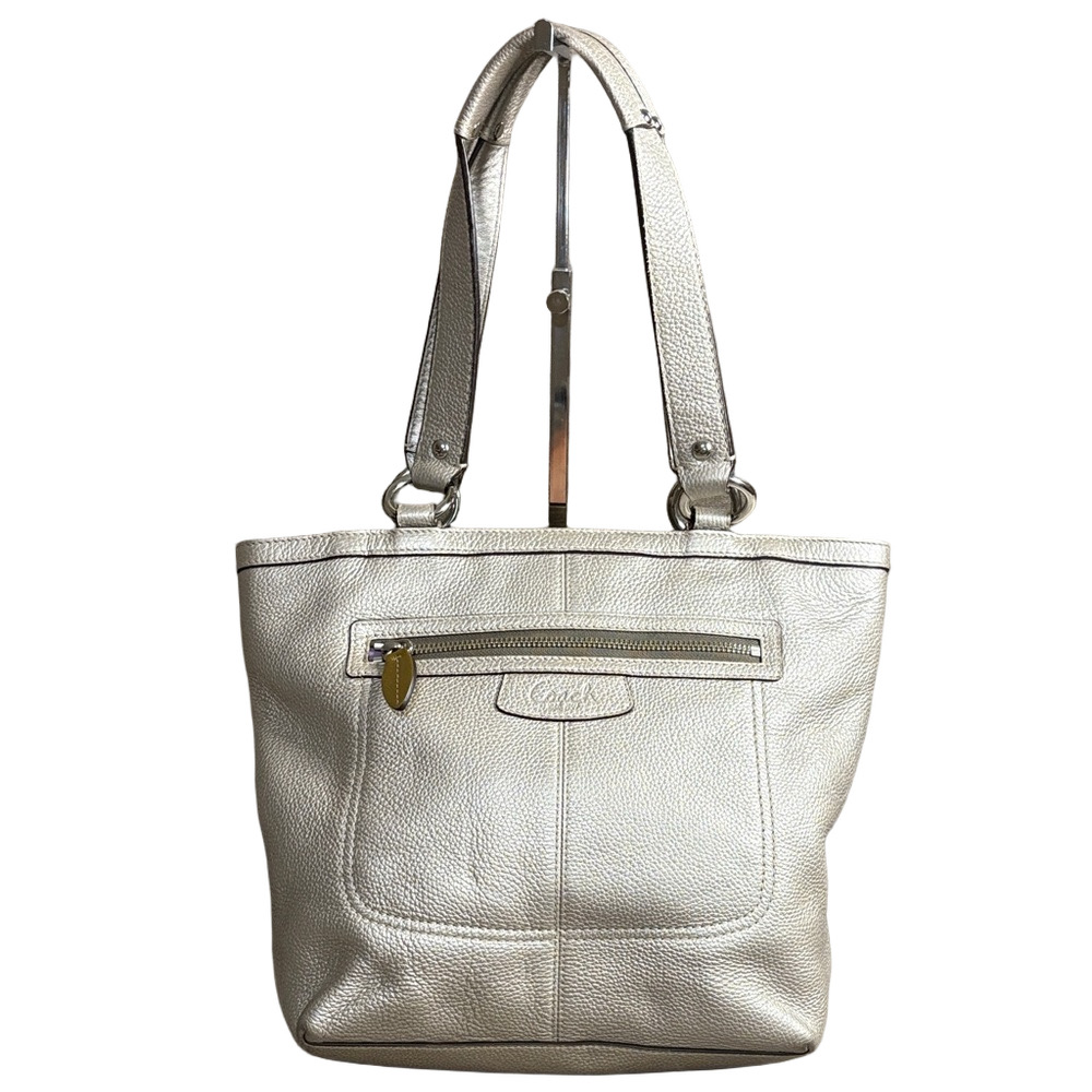 Coach Penelope Silver Metallic Leather Tote H1075
